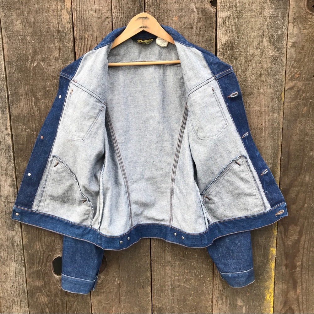 Vintage 70s Wrangler No-Fault Denims Trucker Jacket 38 L 74136NV - Picture 9 of 13